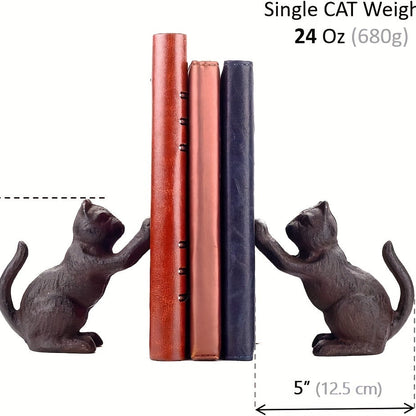 Classic Cat - Traditional Metal Book Ends for Home Decor