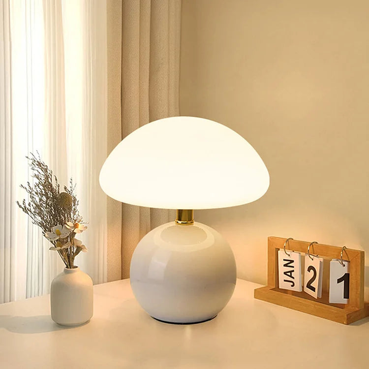 Soft Mushroom Table Lamp - Warm Cream Bedroom Light