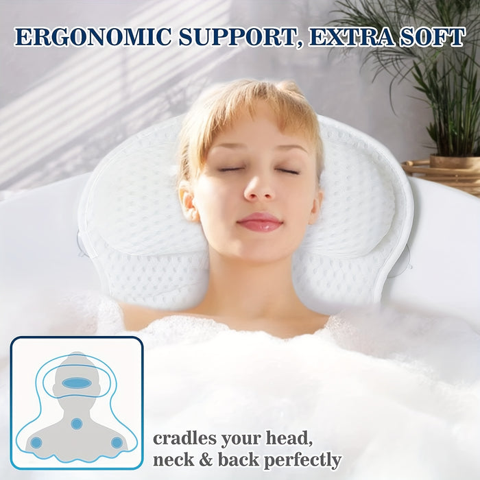 Plush Spa Bath Pillow with Neck and Back Support