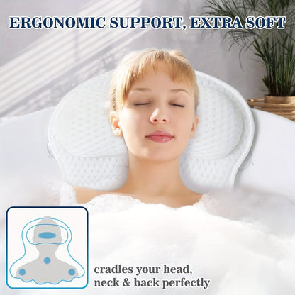 Plush Spa Bath Pillow with Neck and Back Support