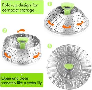 Easy Fold Stainless Steel Vegetable Steamer Basket