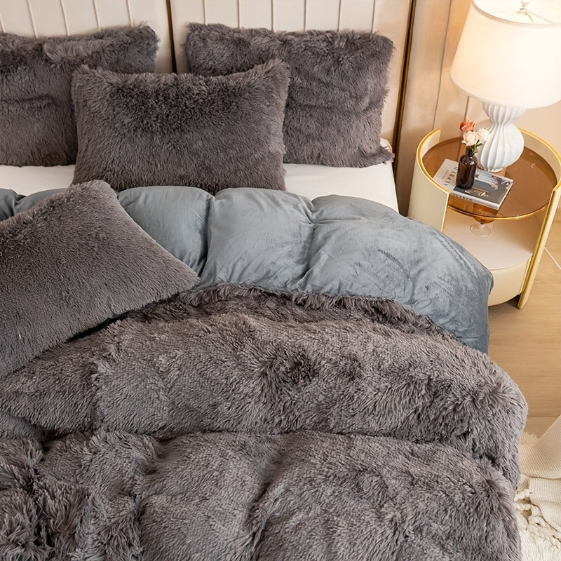 Cozy Soft Plush Duvet Cover Set with Zipper