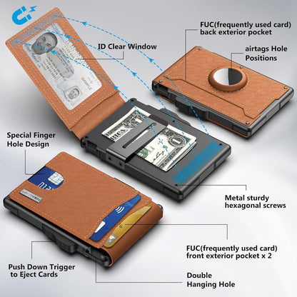 Slim Leather Wallet for Men with RFID Money Clip
