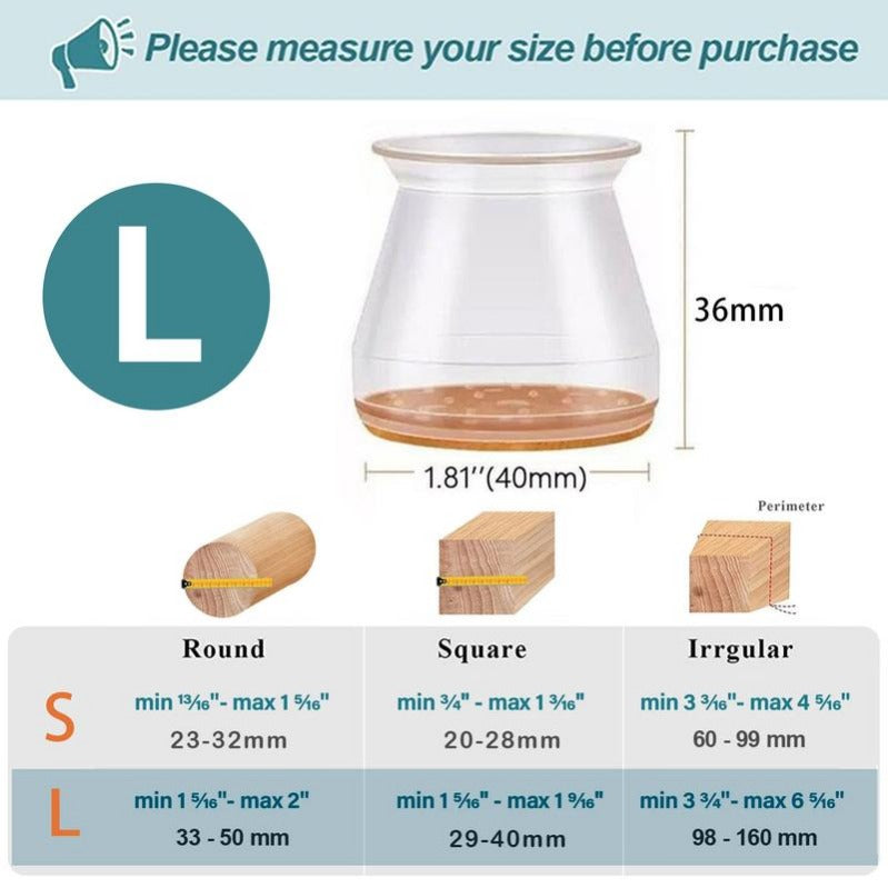 Clear Furniture Leg Protectors with Felt Bottoms