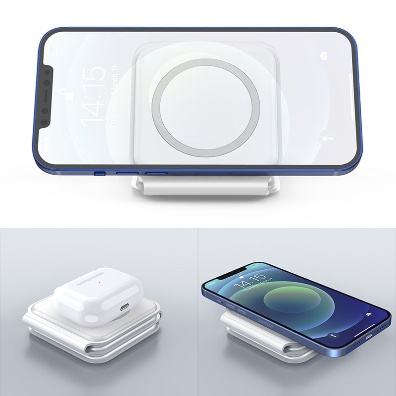 Compact 3 in 1 Portable Wireless Charging Pad