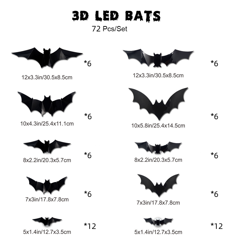 Spooky 3D Bat LED Wall Decoration