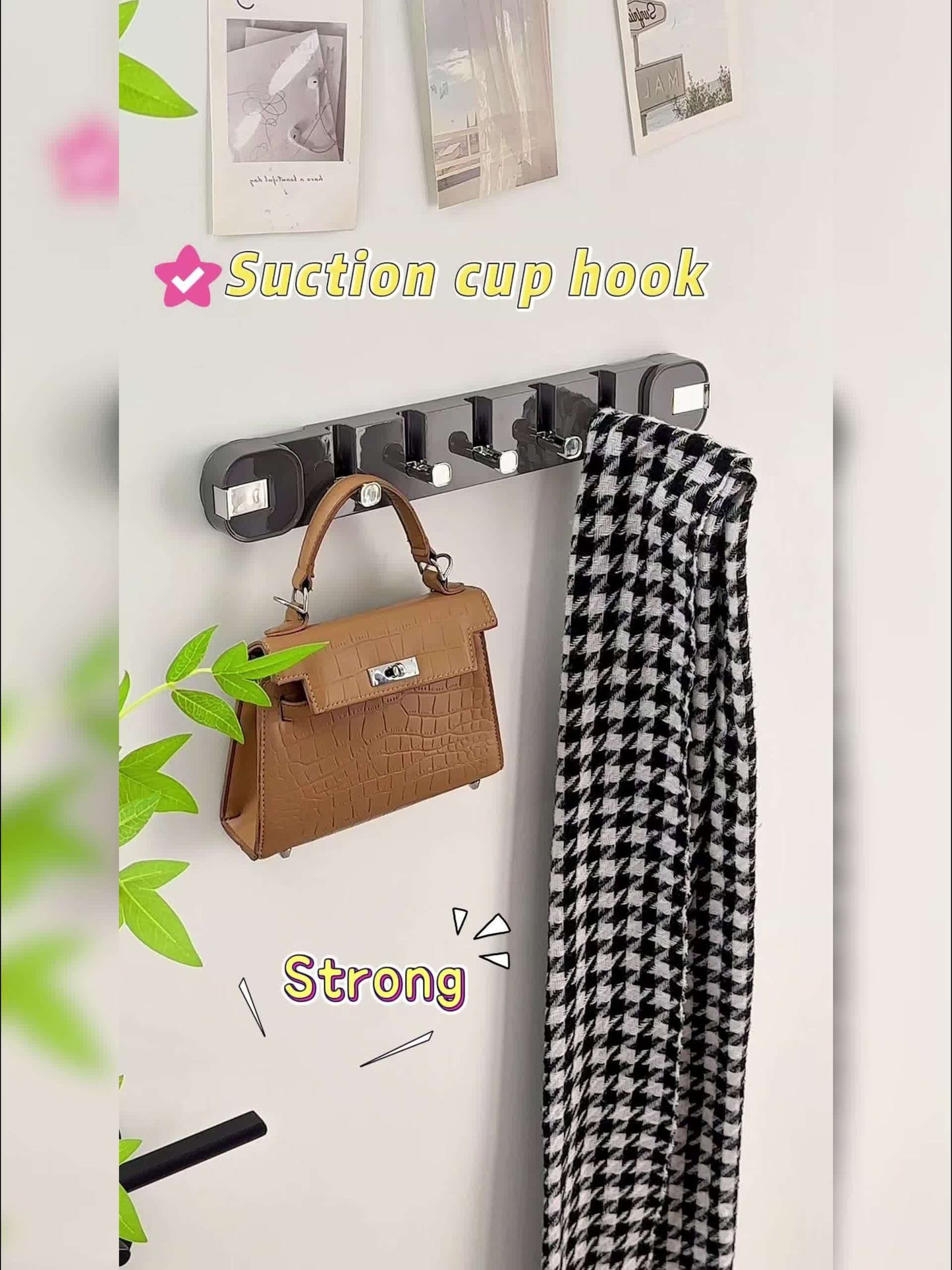 Easy Install Wall Hook Panel 5 Hook Storage Rack
