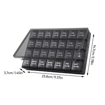 Daily Pill Box with 28 Storage Compartments