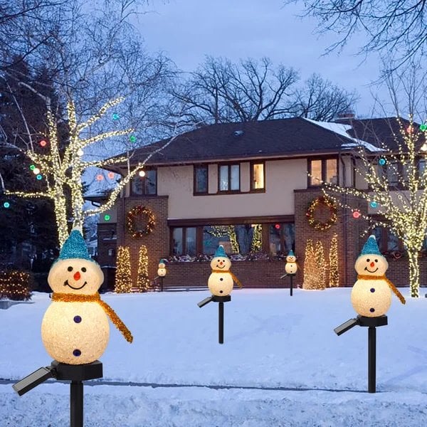 Solar Powered Outdoor Snowman Lamp