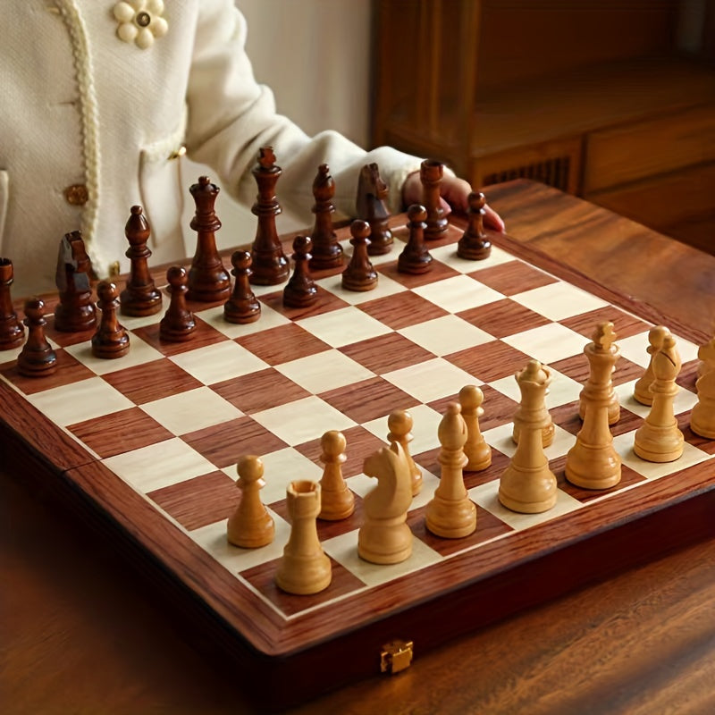 Traditional Wood Chess Board Set for Home and Travel