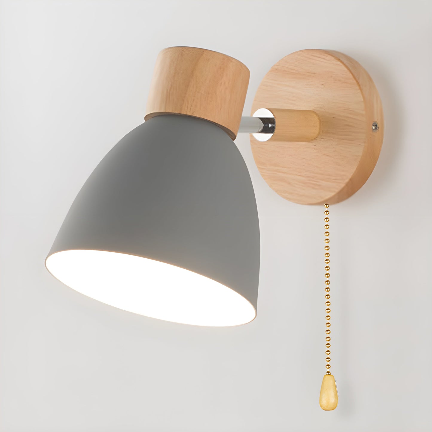 Rustic Wood Wall Light with Switch for Bedroom