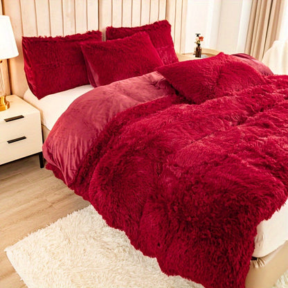 Cozy Soft Plush Duvet Cover Set with Zipper