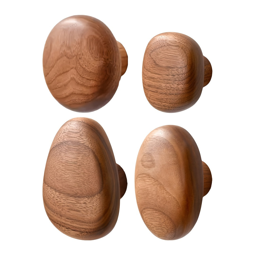 Rustic Wooden Wall Hooks Set - Natural Wood Decor