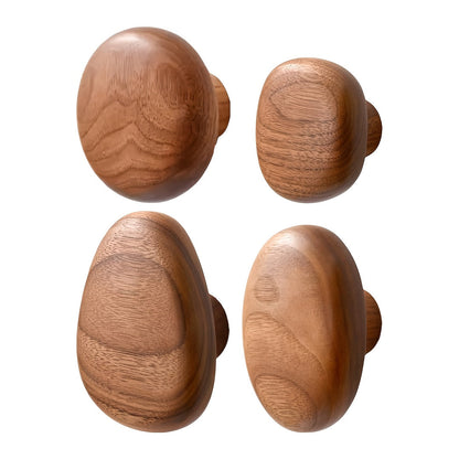 Rustic Wooden Wall Hooks Set - Natural Wood Decor