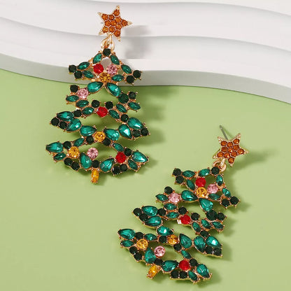 Sparkly Xmas Tree Stud Earrings with Glitter