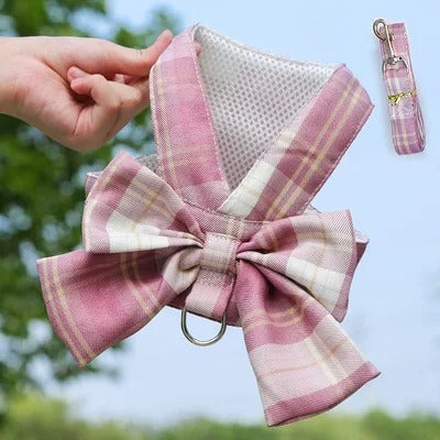 Cute Dog Harness with Bow Tie