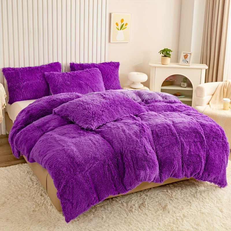 Cozy Soft Plush Duvet Cover Set with Zipper