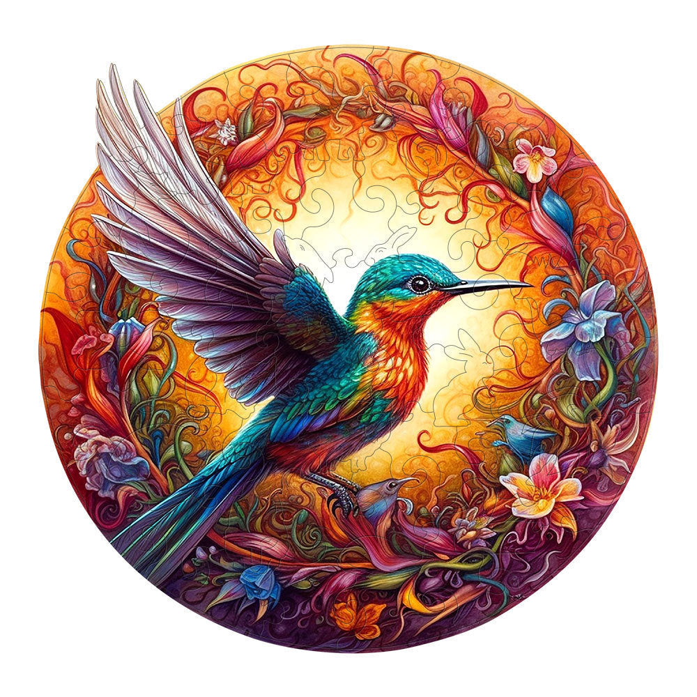 Handcrafted Wood Puzzle with 3D Hummingbird Design - Befez