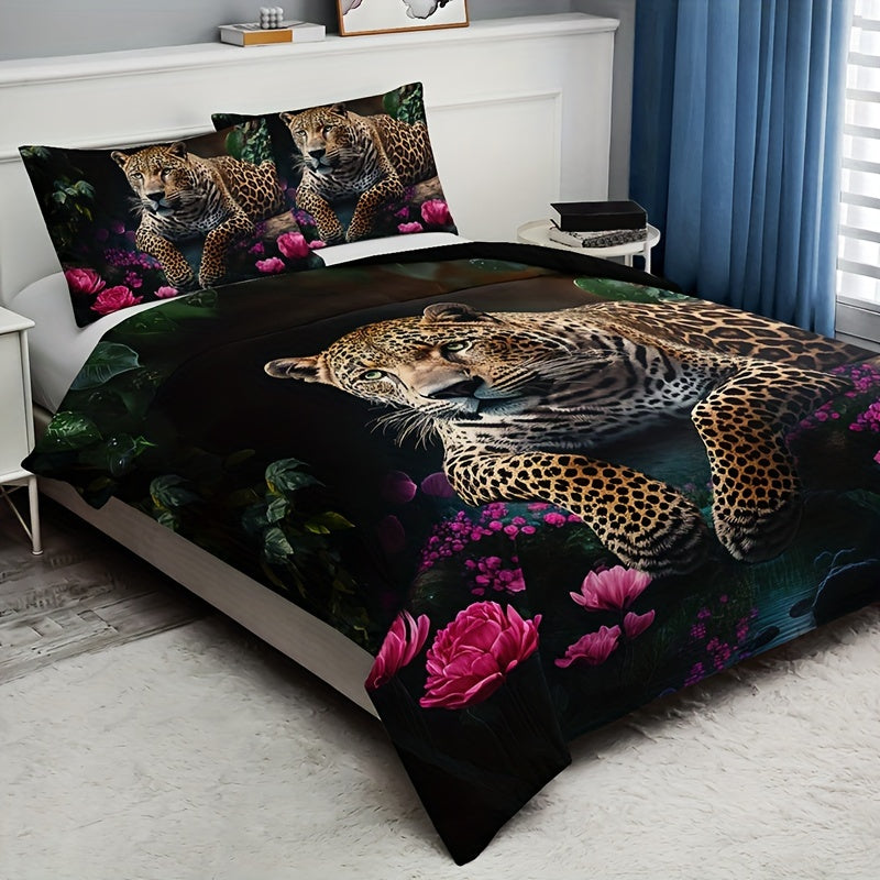Vibrant Floral Animal Print Bedding Set