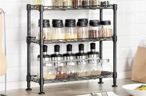 Sturdy 3-Tier Metal Storage Shelf with Locking Casters