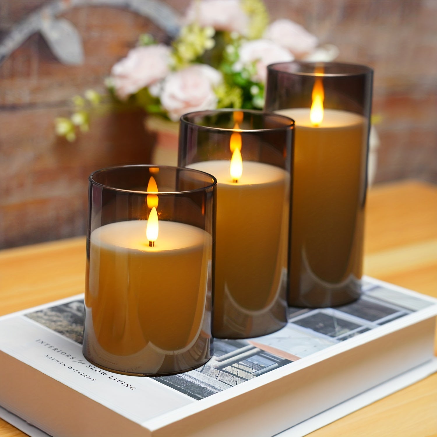 Warm Gray Flicker LED Candle with Timer - Befez