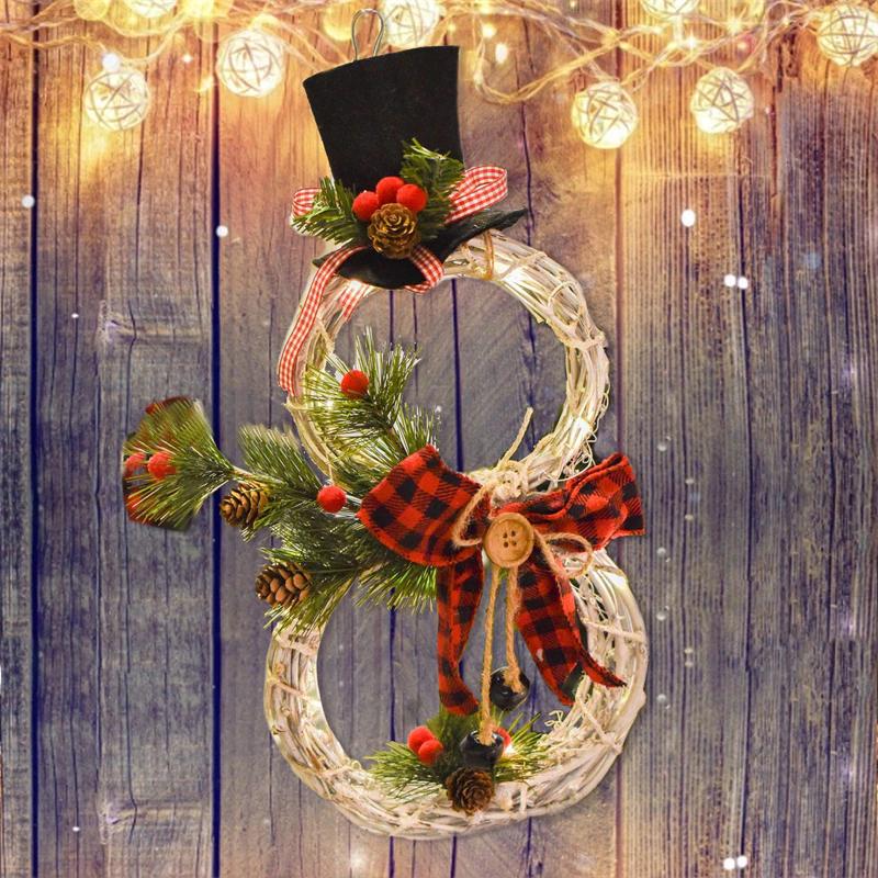 Winter Snowman LED Christmas Decor Wreath