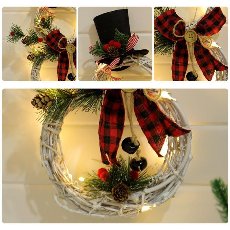 Winter Snowman LED Christmas Decor Wreath
