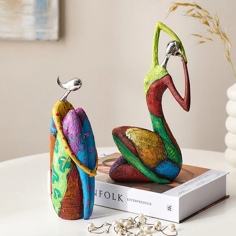 Vibrant Female Figurine Resin Art Statue for Home Decoration