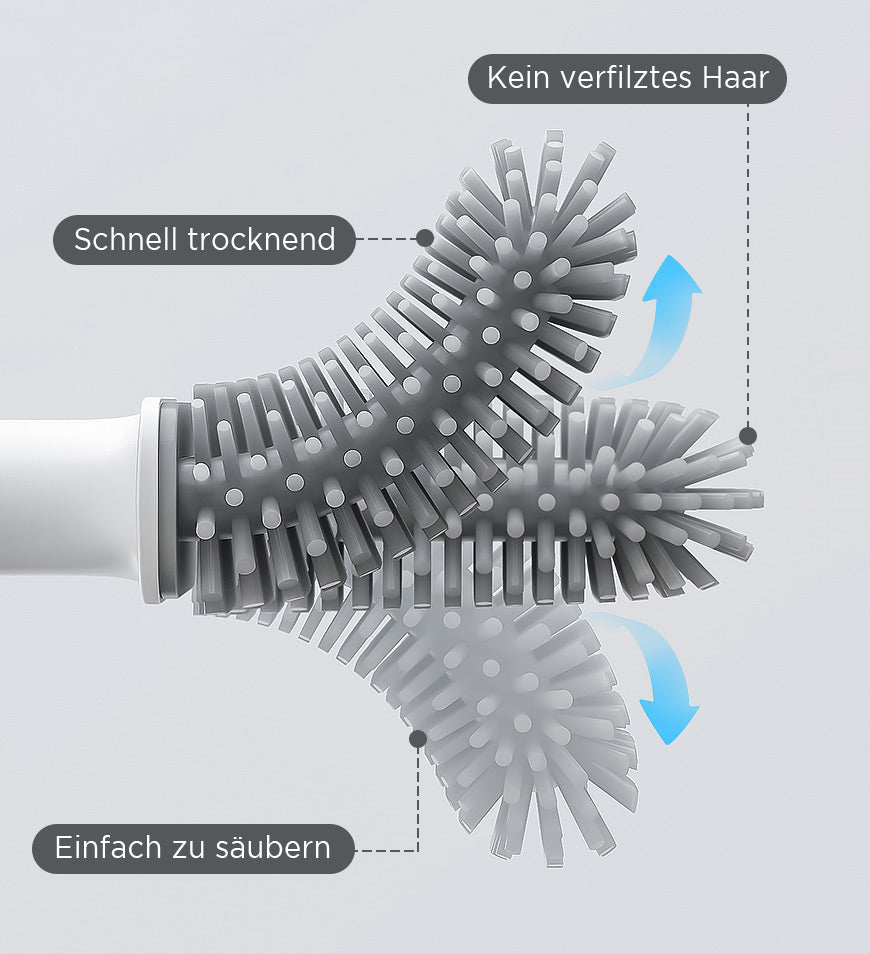 Hygienic Toilet Brush with Soft Silicone Bristles