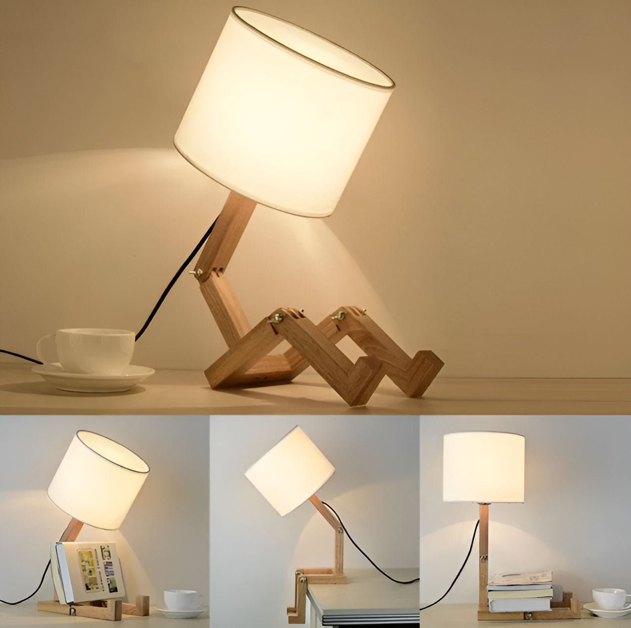 Adjustable Wooden Table Lamp