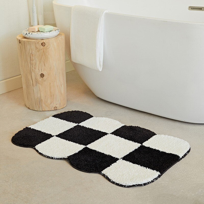 Plush Chess Board Rug
