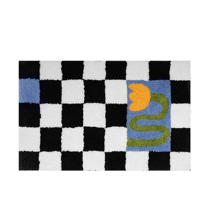 Plush Chess Board Rug