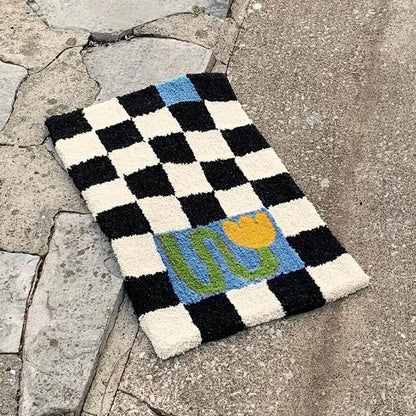 Plush Chess Board Rug