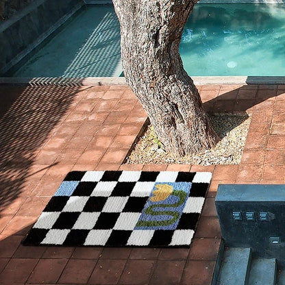 Plush Chess Board Rug