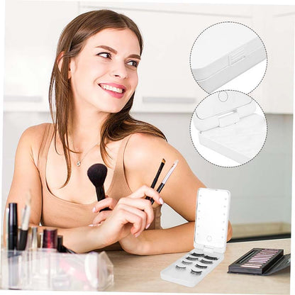 Portable Makeup Brush Kit with LED Mirror