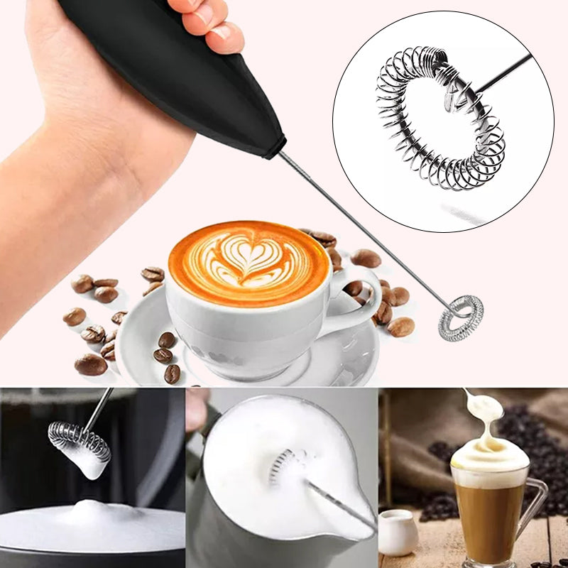 Compact Electric Milk Frother in Stainless Steel
