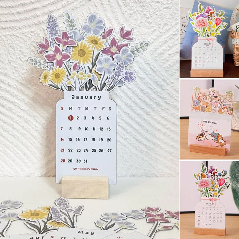 Stylish Wooden 2024 Office Desk Calendar