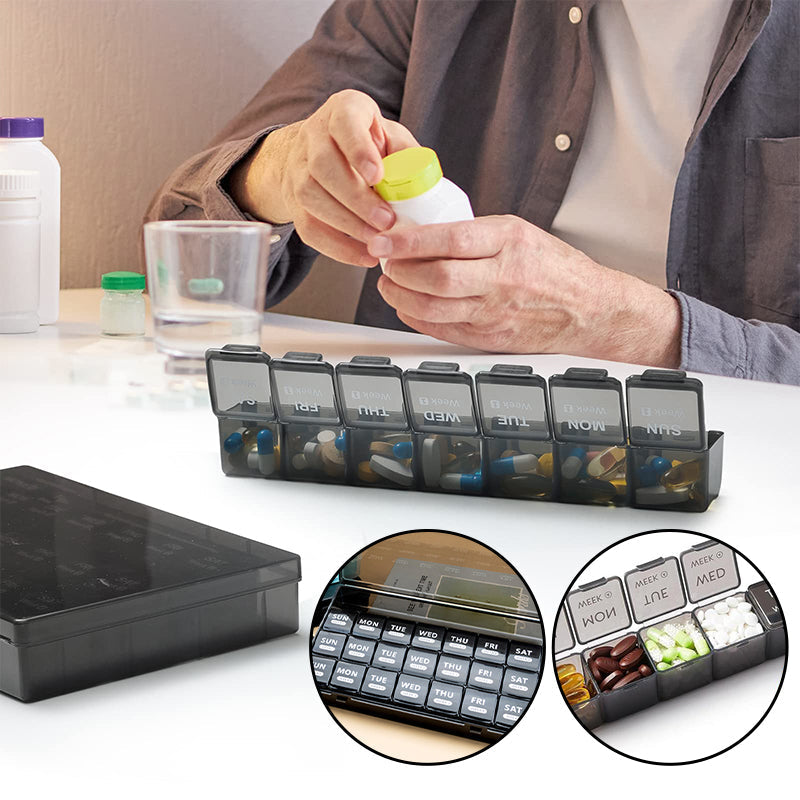 Daily Pill Box with 28 Storage Compartments