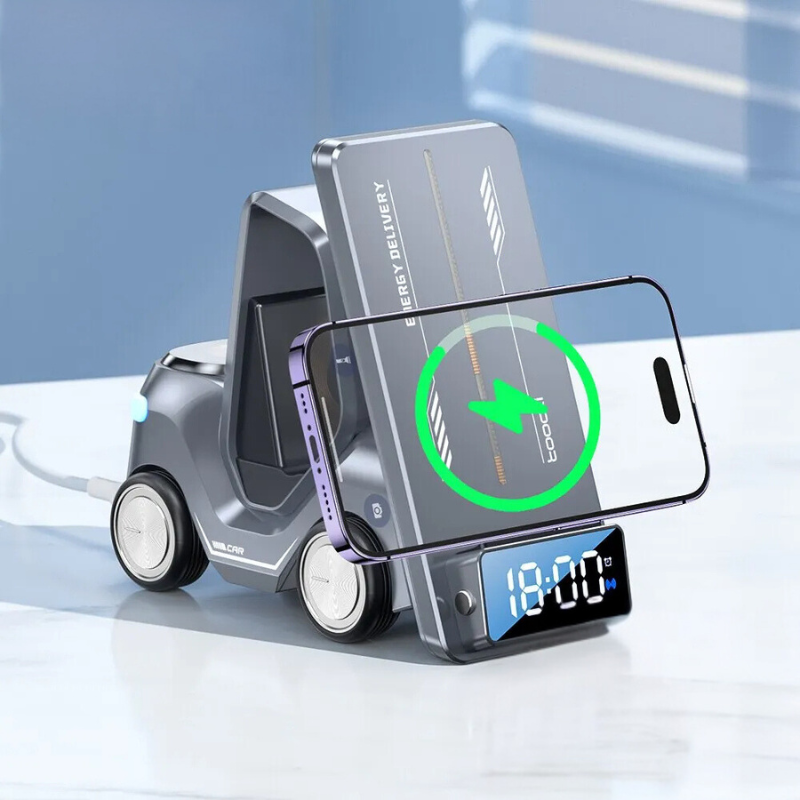 Multi-Function Wireless Charging Pad with Clock and LED Light - Befez