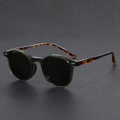 Classic Men's Round Sunglasses Tortoiseshell Frame