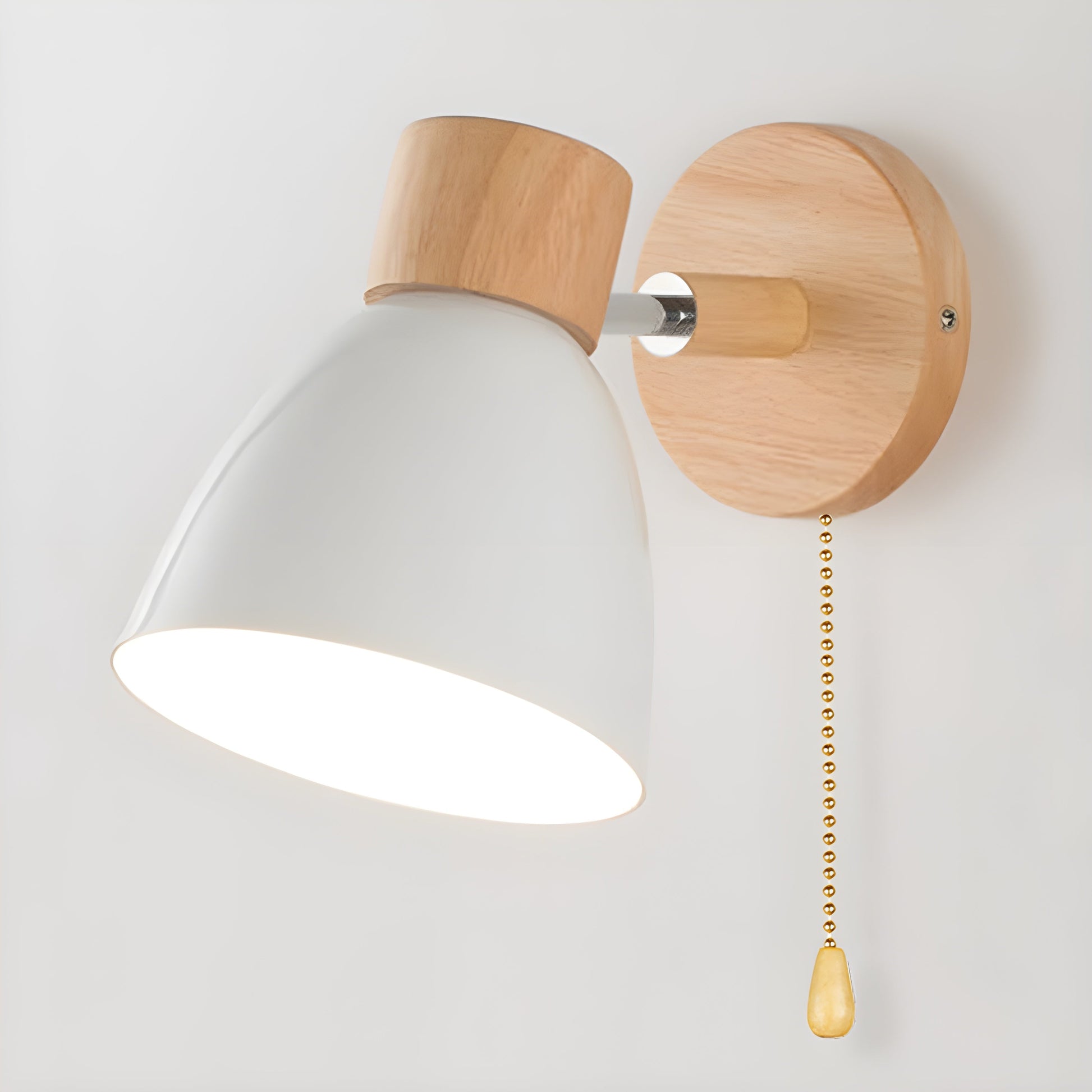 Rustic Wood Wall Light with Switch for Bedroom - Befez