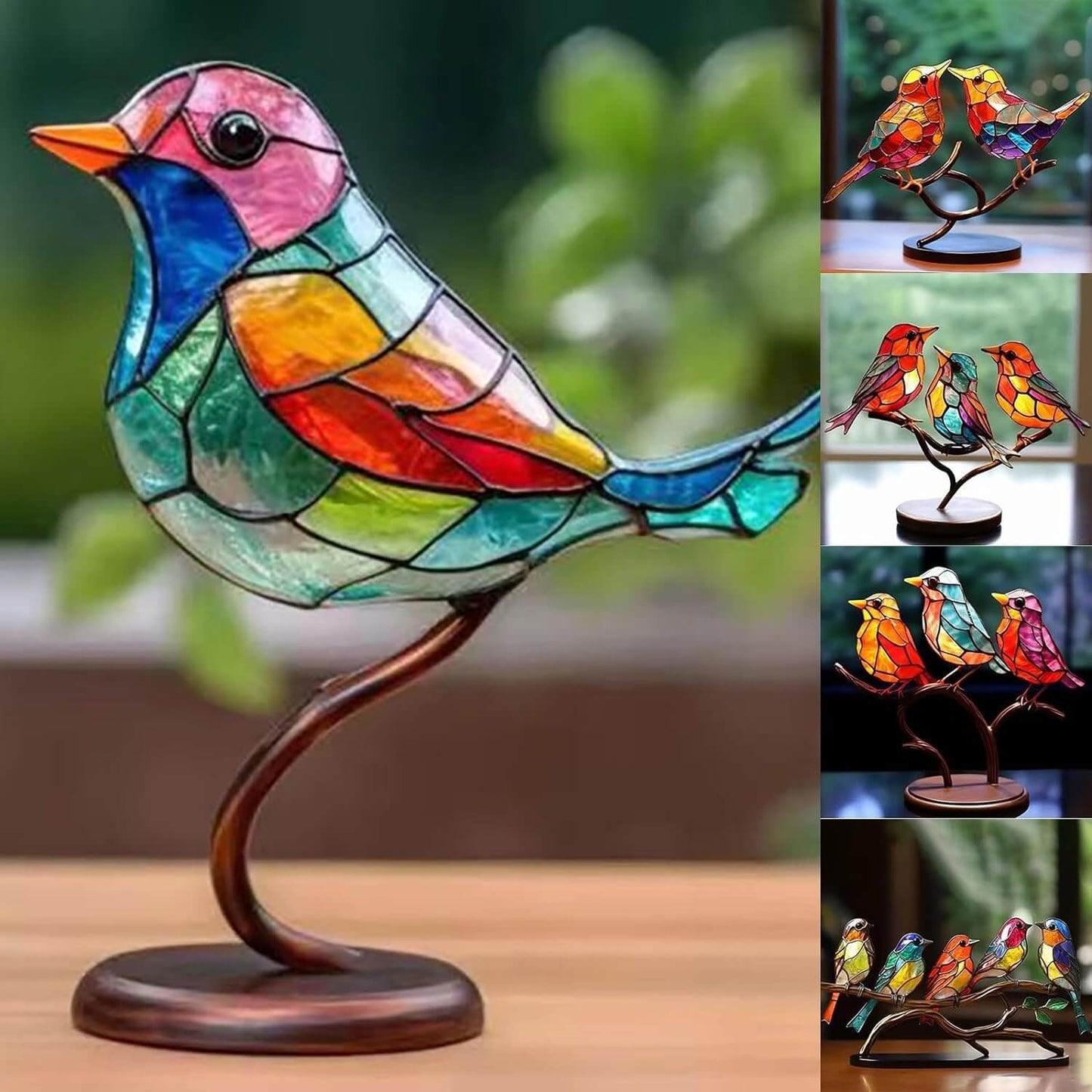 Vibrant Bird Branch Home Decor Figurine