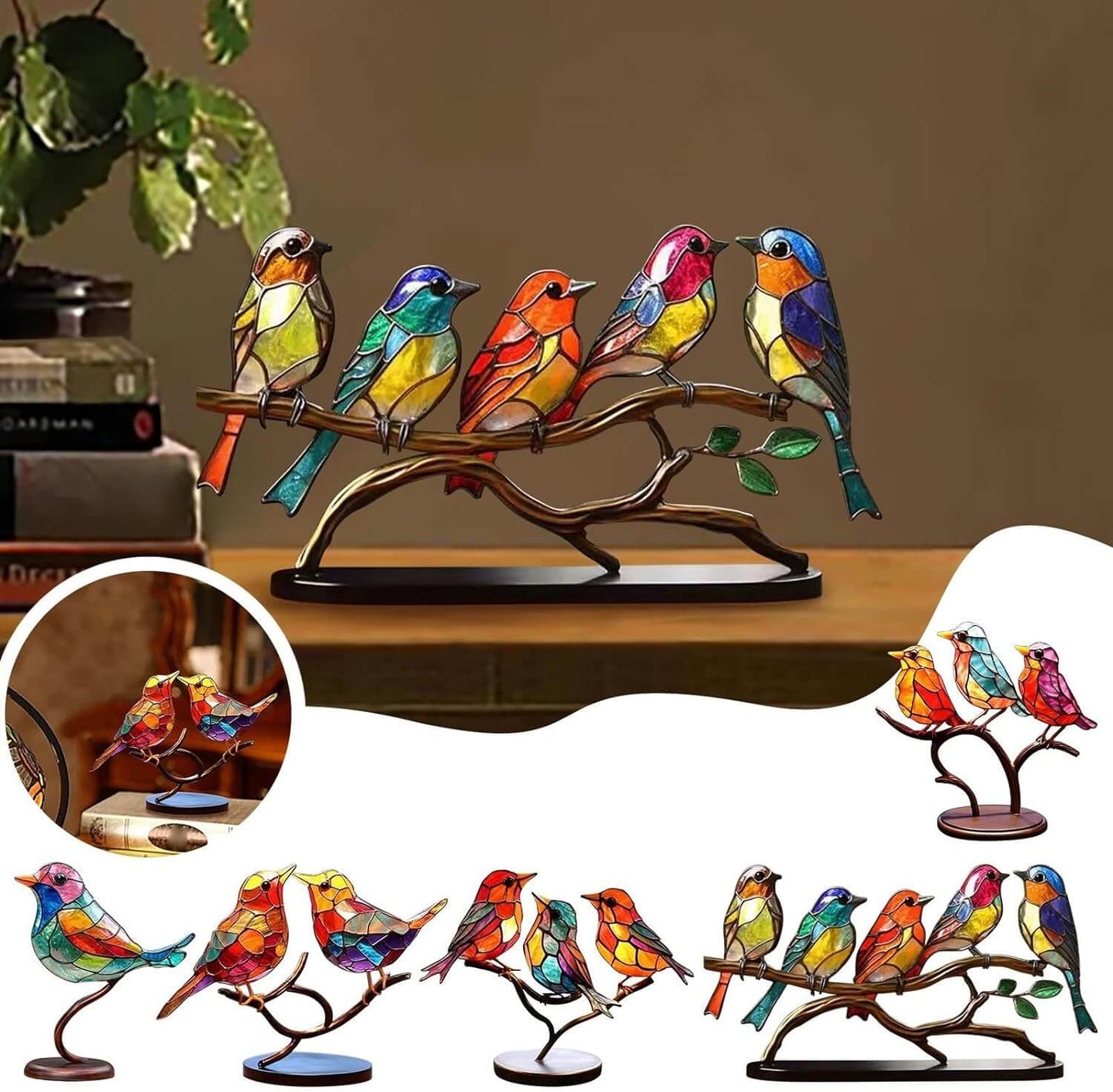Vibrant Bird Figurine Decorative Desk Ornaments