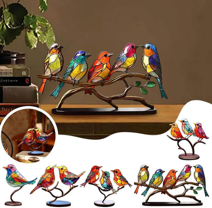 Vibrant Bird Branch Home Decor Figurine