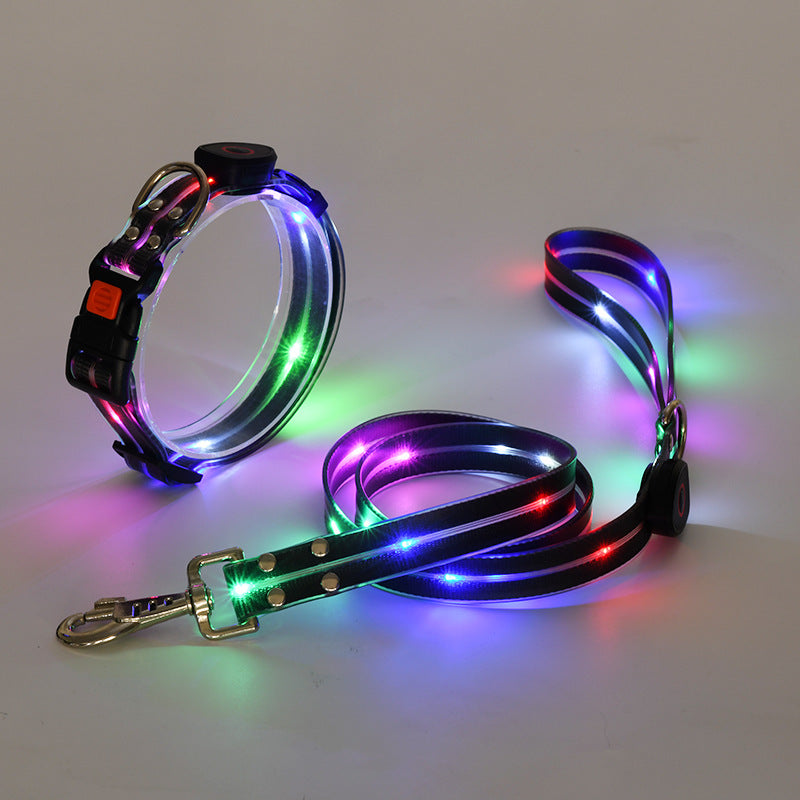Bright LED Pet Collar with Leash Set