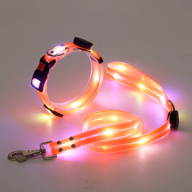 Bright LED Pet Collar with Leash Set