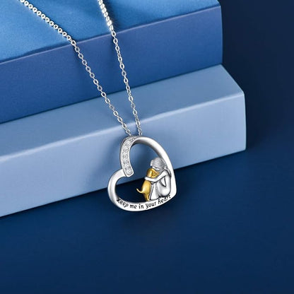 Shiny Heart Dog Pendant Necklace with Sparkling Stone