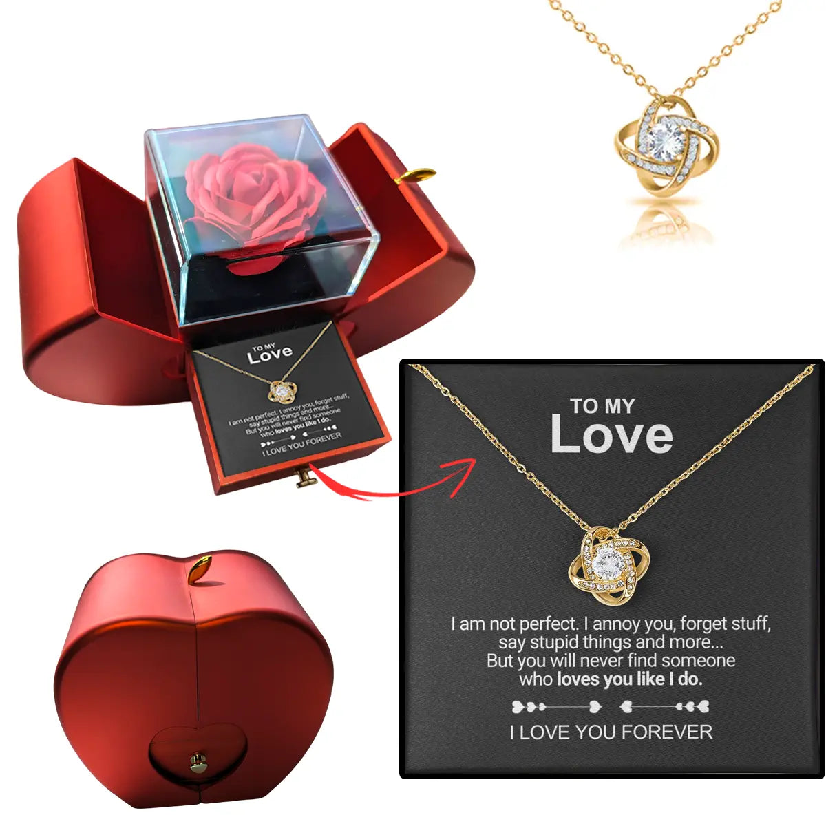 Forever Love Memorial Locket Necklace Set