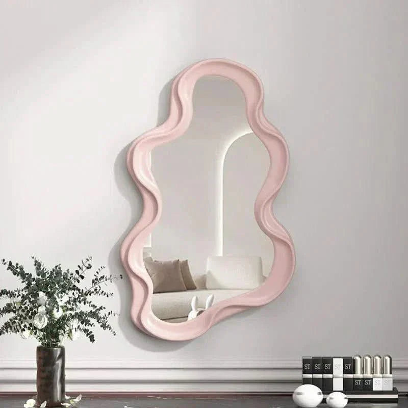 White Round Hanging Wall Mirror for Living Room