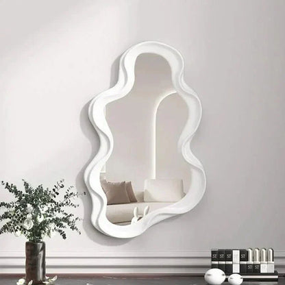 White Round Hanging Wall Mirror for Living Room - Befez